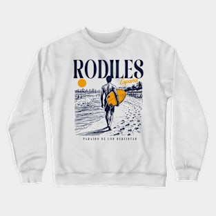 Vintage Surfing Rodiles, Spain // Retro Surfer Sketch // Surfer's Paradise Crewneck Sweatshirt